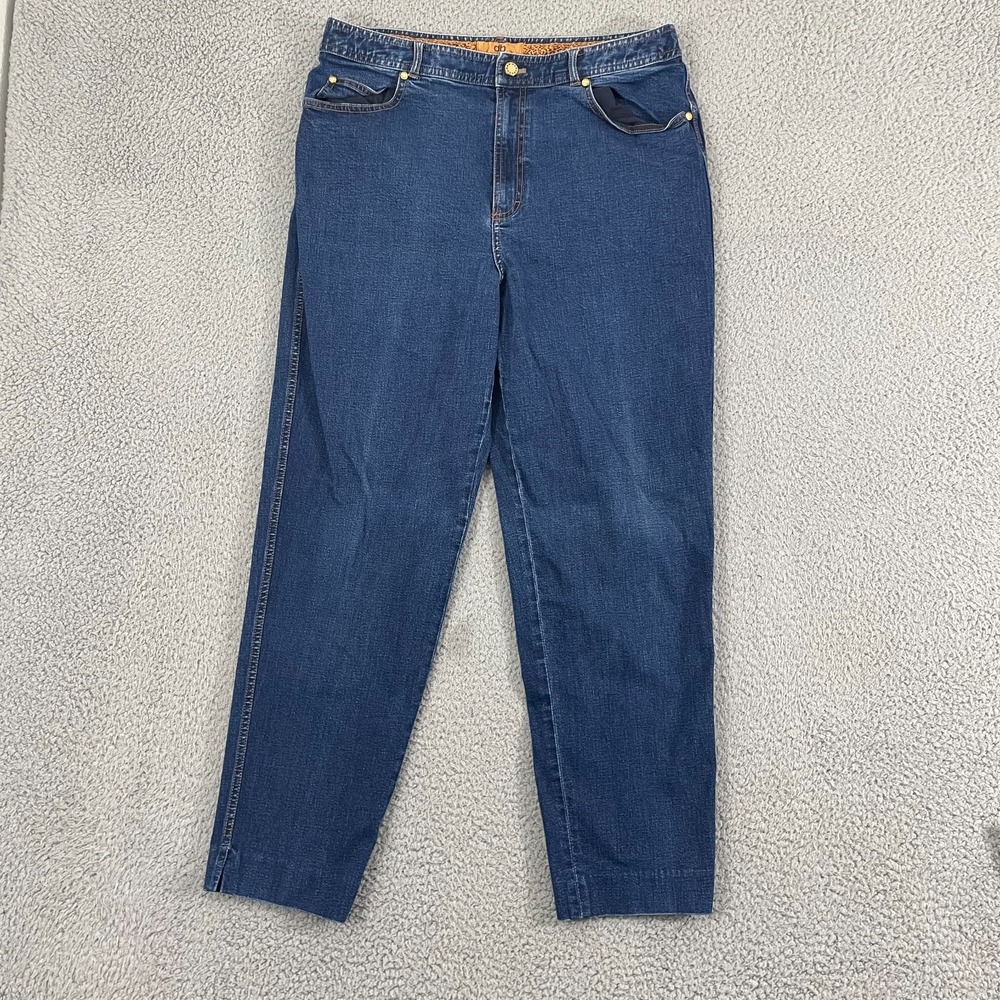 Dana Buchman Jeans Women 12 Dark Wash High Rise Denim Straight Leg